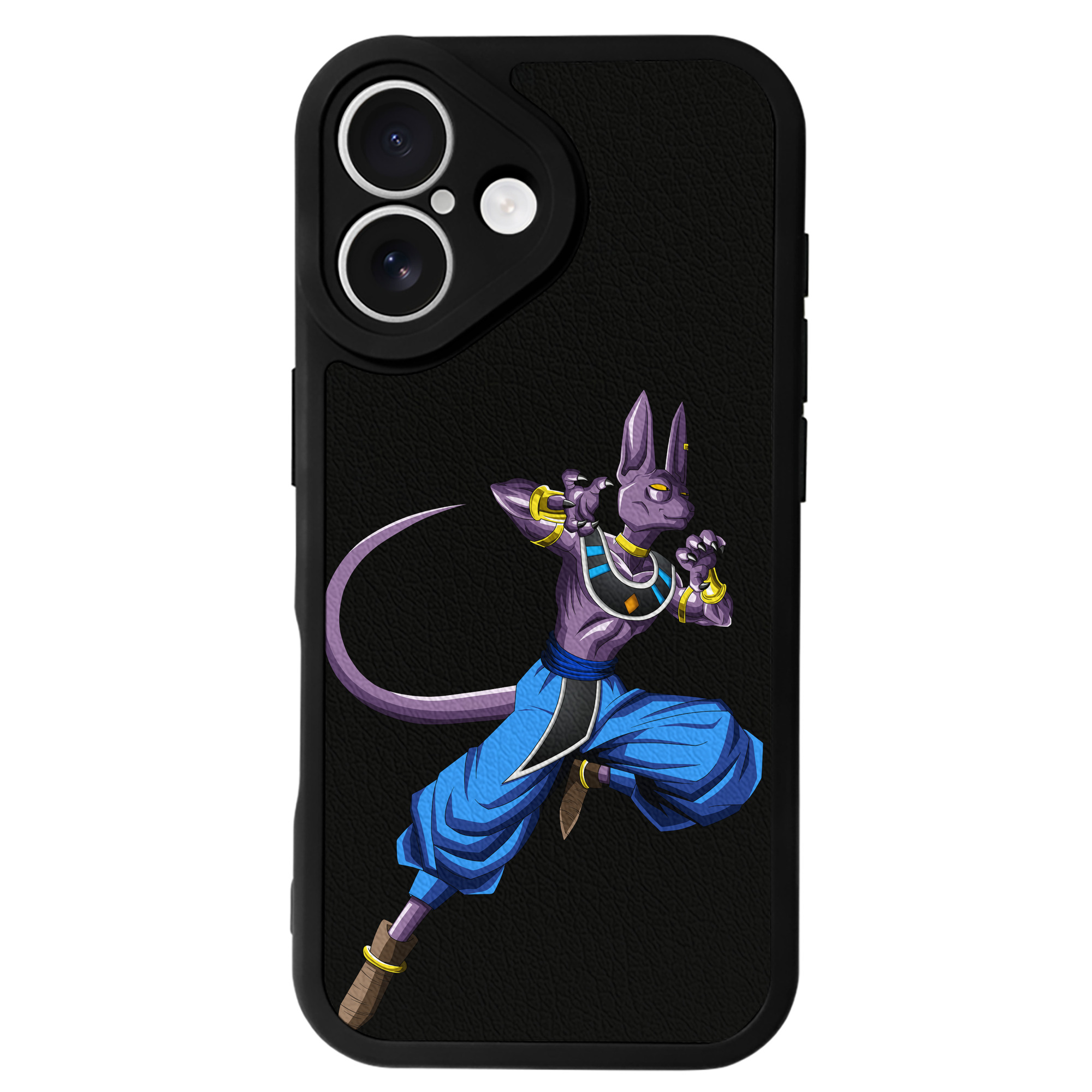 （画像用） ドラゴンボール ビルス 破壊神ビルス DRAGON BALL Beerus Birusu 【iPhone 16シリーズ対応】シリコンスマホケース（レザー調） 材質：シリコン